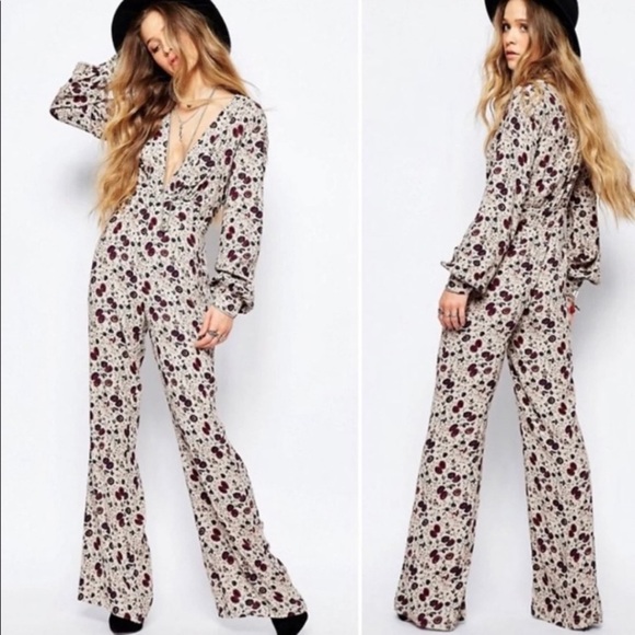 New! Free People some like it hot tan floral print romper jumpsuit 22659 - Picture 1 of 16
